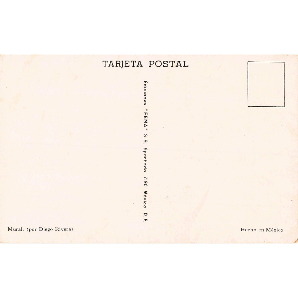 Diego Rivera Mural Vintage Postcard Ediciones FEMA Mexico Tarjeta Postal Art - Picture 2 of 2